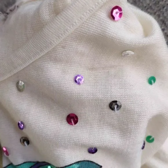 Bonnie Boerer Sequin Tropical Flower Dolman Sleeve Top Sz PS - Picture 14 of 14